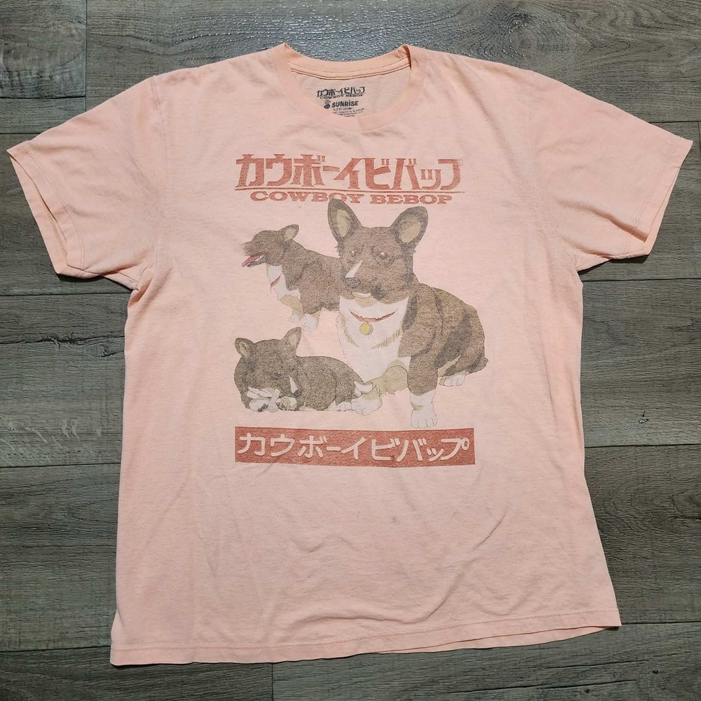 Cowboy‎ Bebop Ein Data Dog Anime Graphic Tee Peach Mens Large Sunrise Funimation